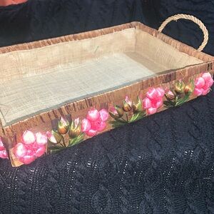 Vintage Woven Pink Floral Pyrex serving tray 13 x 8 BRAND NEW!!!